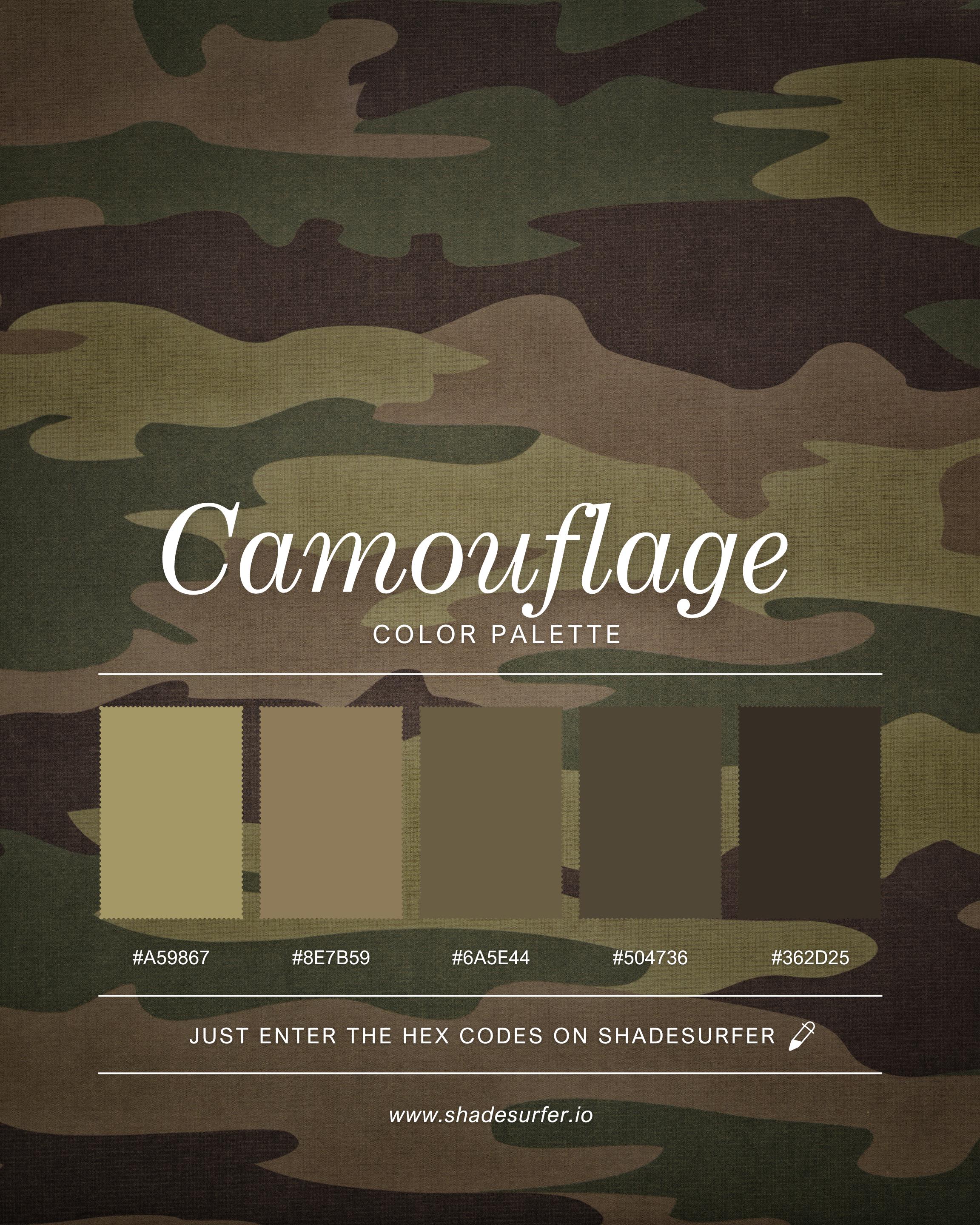 Camouflage Color Palette Print, Printable Wall Art, Instant Digital ...