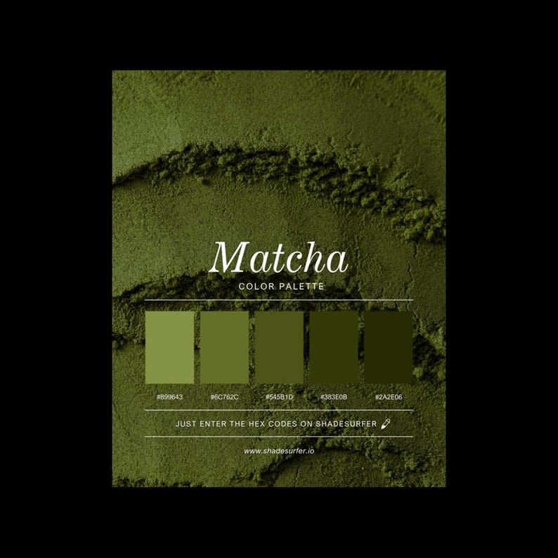 Matcha Color Rgb Matcha Color Palette Poster, Hex Codes Design, Green Art Print - Etsy