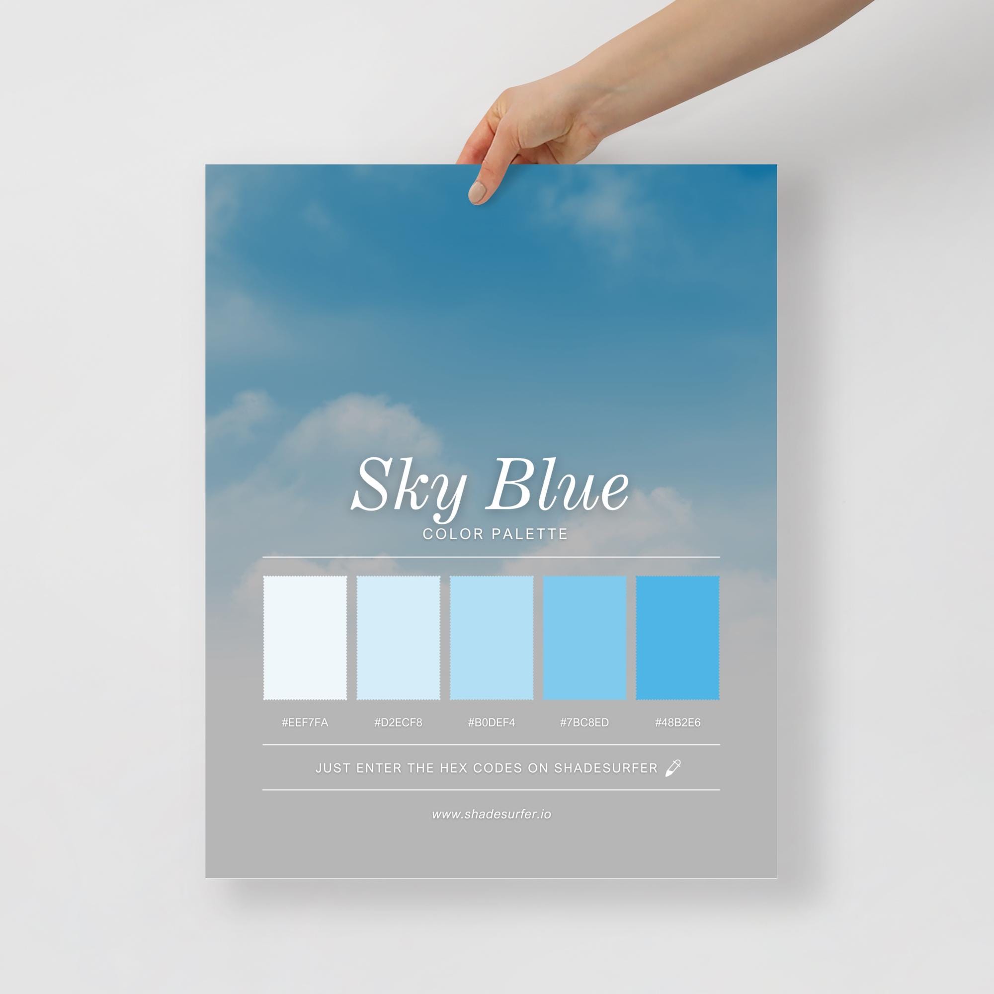 Sky Blue Color Palette Poster, Hex Codes Design, Light Blue Wall Art ...