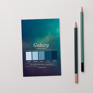 Galaxy Color Palette Postcard, Swatch Reference Card, Hex Codes Design