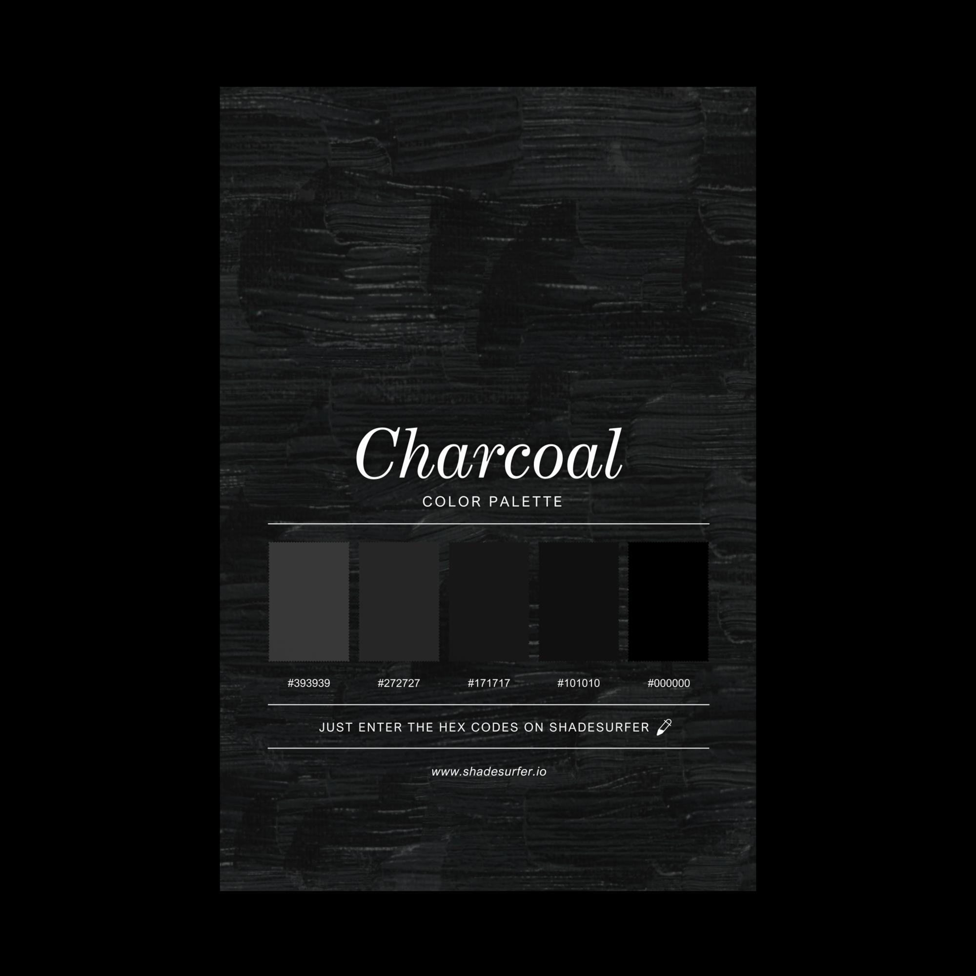 Charcoal Color Palette Postcard, Swatch Reference Card, Hex Codes ...