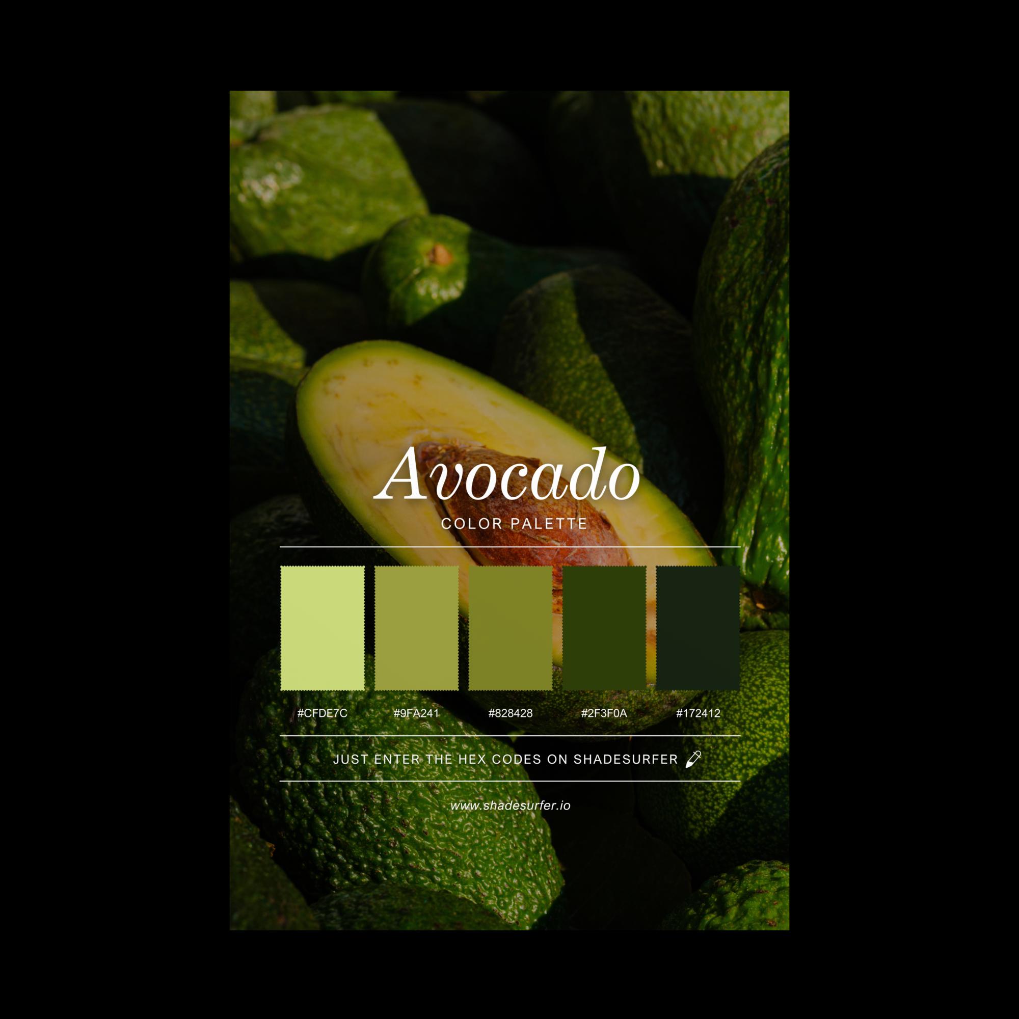 Avocado Green Code Css Avocado Color Palette Postcard, Swatch Reference Card, Hex Codes Design ...