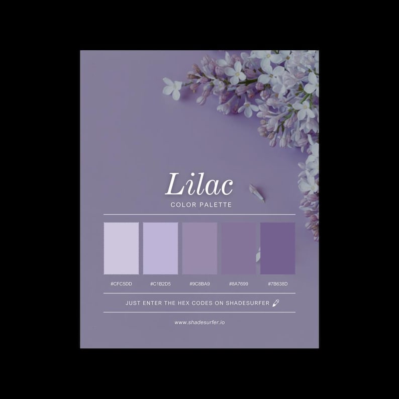 Lilac Color Palette Poster, Hex Codes Design, Floral Art Print - Etsy ...