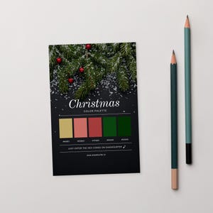 Christmas Color Palette Postcard, Swatch Reference Card, Hex Codes Design