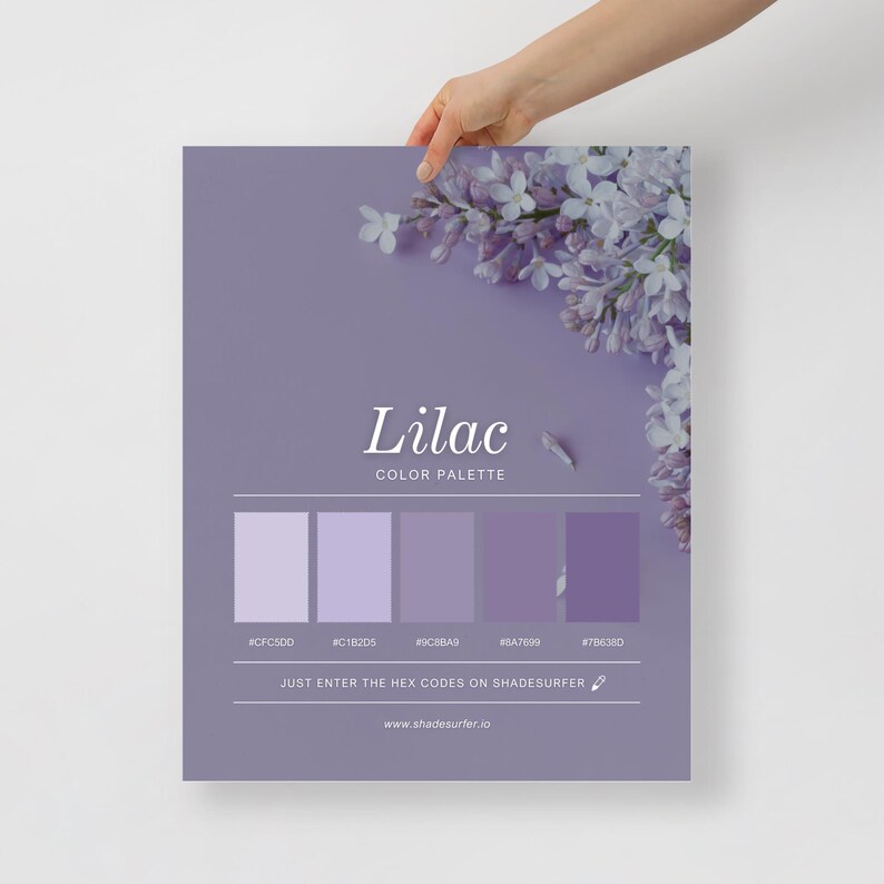 Lilac Color Palette Poster, Hex Codes Design, Floral Art Print - Etsy