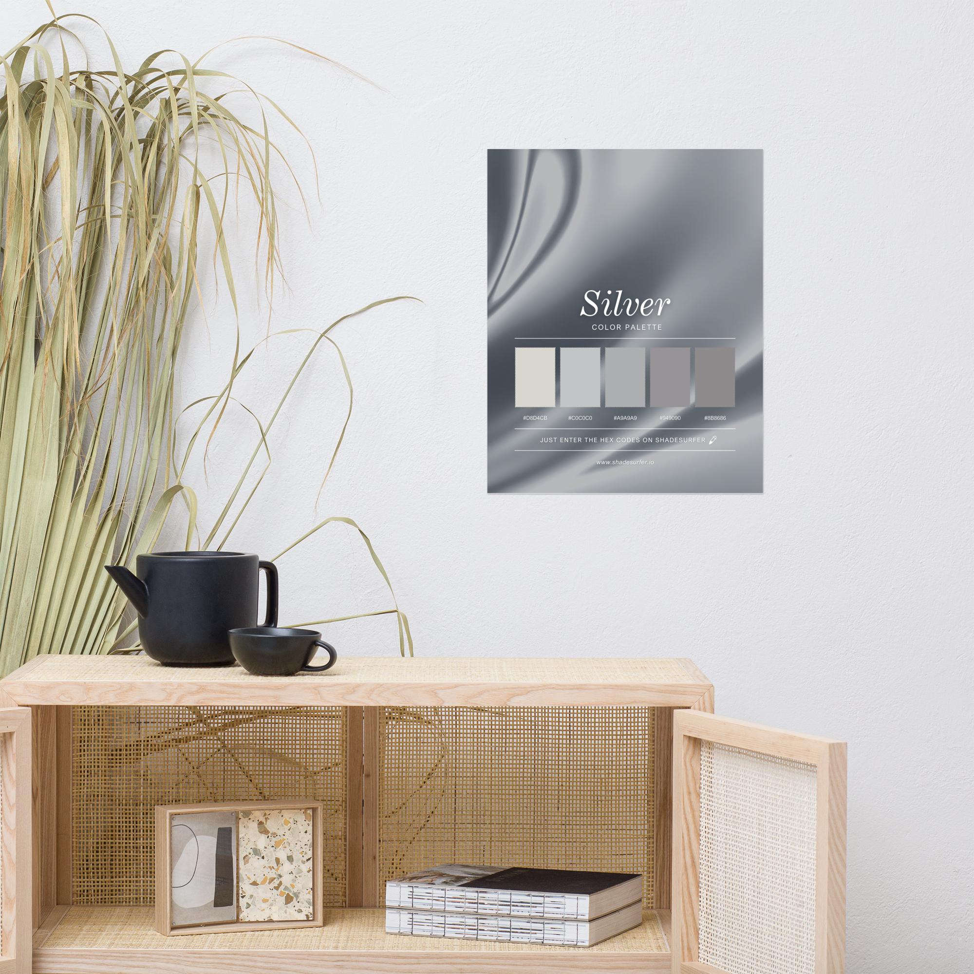 Silver Color Palette Poster, Hex Codes Design, Colorful Art Print - Etsy