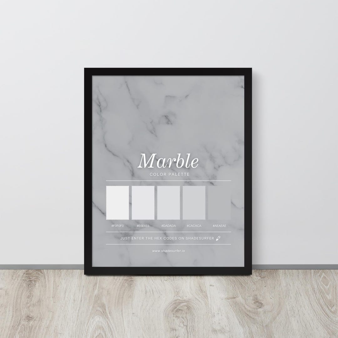 Marble Gold Code Marble Color Palette Framed Poster, Hex Codes Design - Etsy