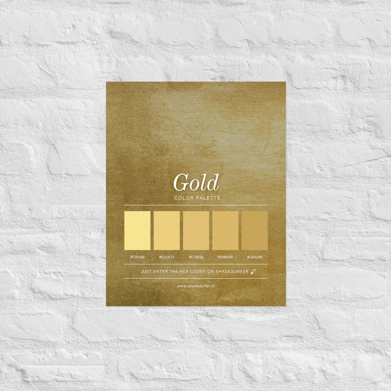 Pure Gold Code Examples Gold Color Palette Poster, Hex Codes Design, Colorful Art Print - Etsy