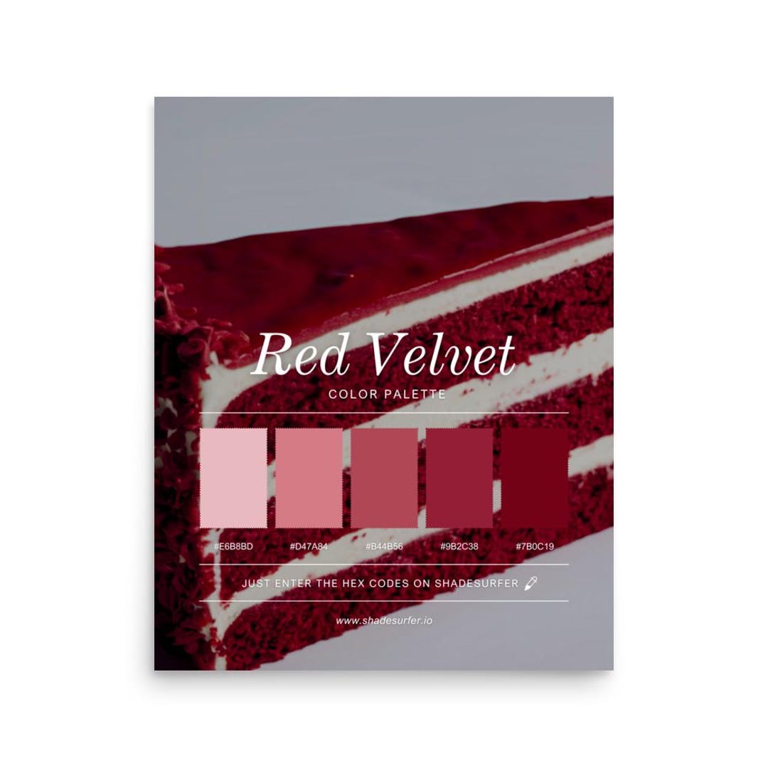 Red Velvet Color Palette Poster, Hex Codes Design, Colorful Cake Wall ...
