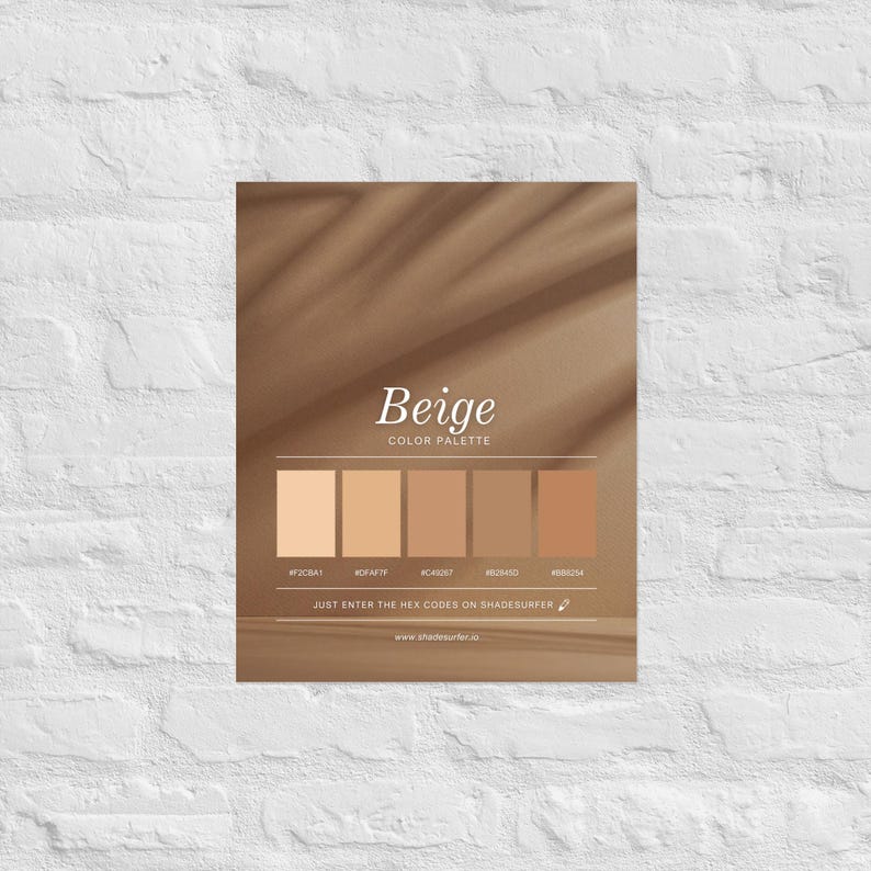 Beige Color Palette Poster, Hex Codes Design, Colorful Art Print - Etsy