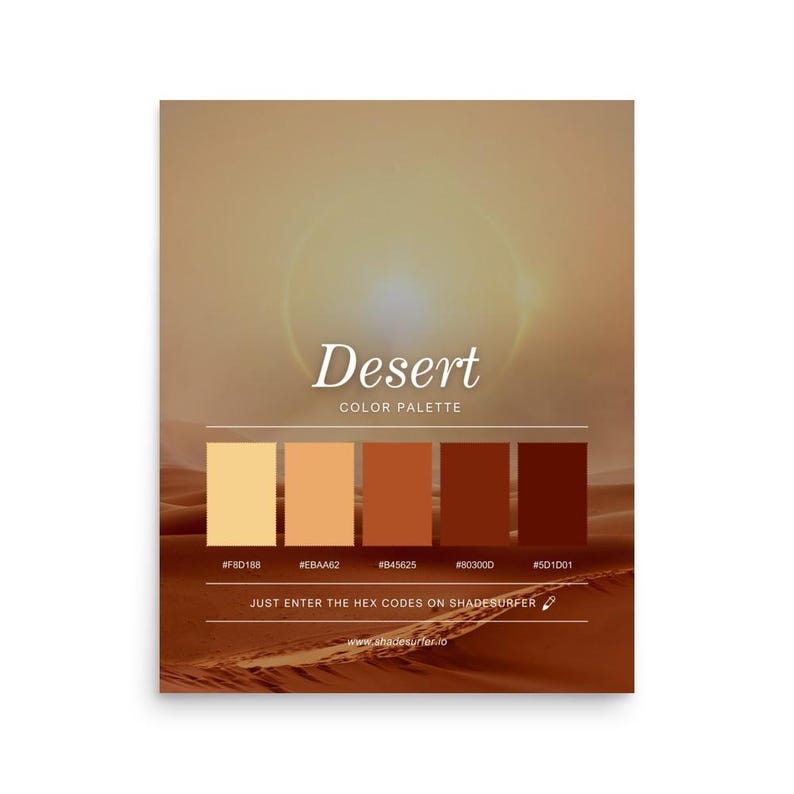 Desert Color Palette Poster, Hex Codes Design, Colorful Art Print - Etsy