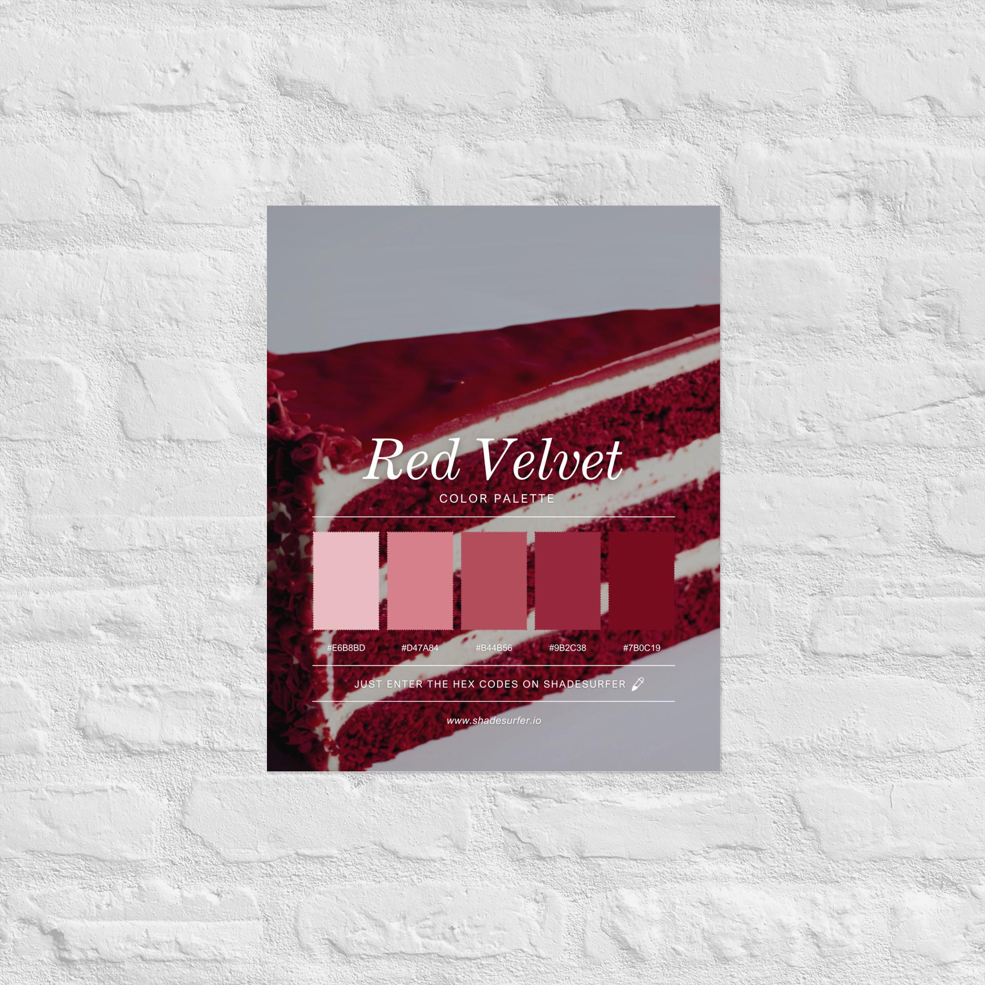 Red Velvet Color Palette Poster, Hex Codes Design, Colorful Cake Wall ...