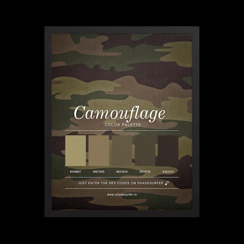 Camouflage Color Palette Print, Printable Wall Art, Instant Digital ...