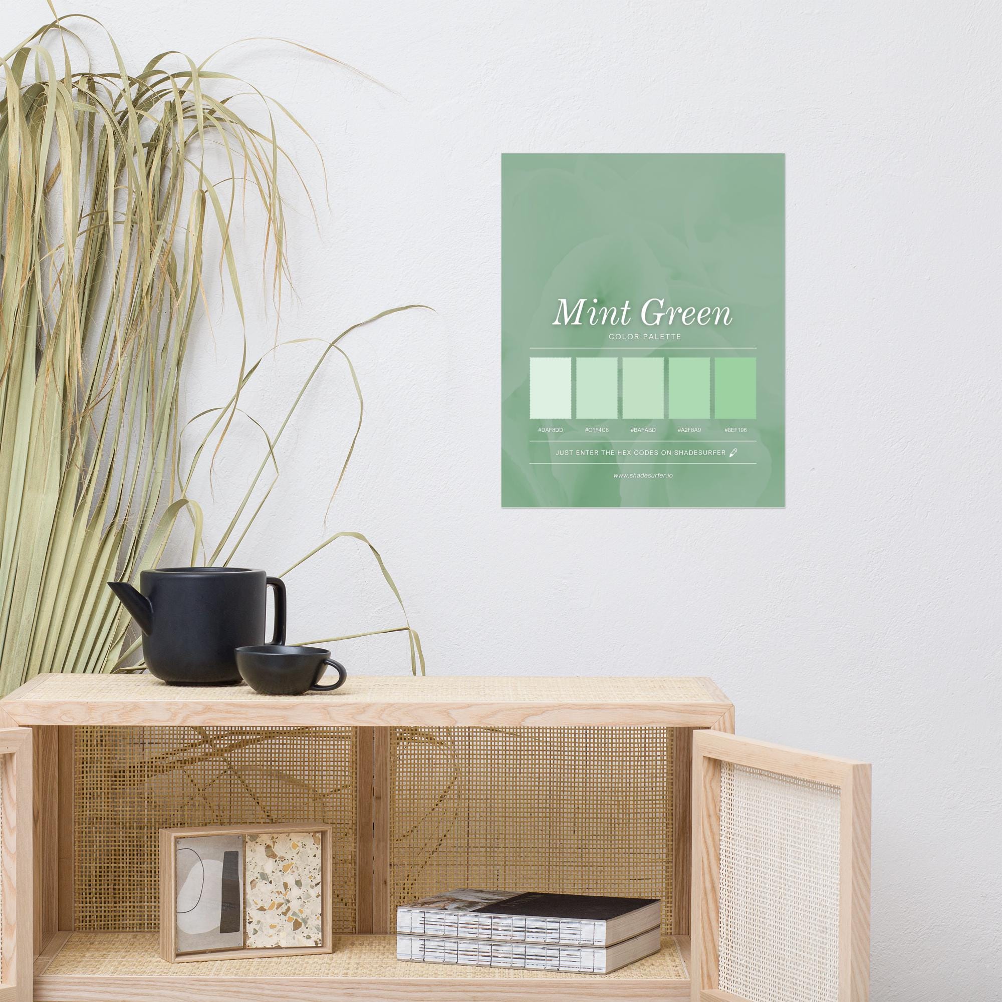 Uniboard Mint Color Code Mint Green Color Palette Poster, Hex Codes Design, Colorful Art Print ...