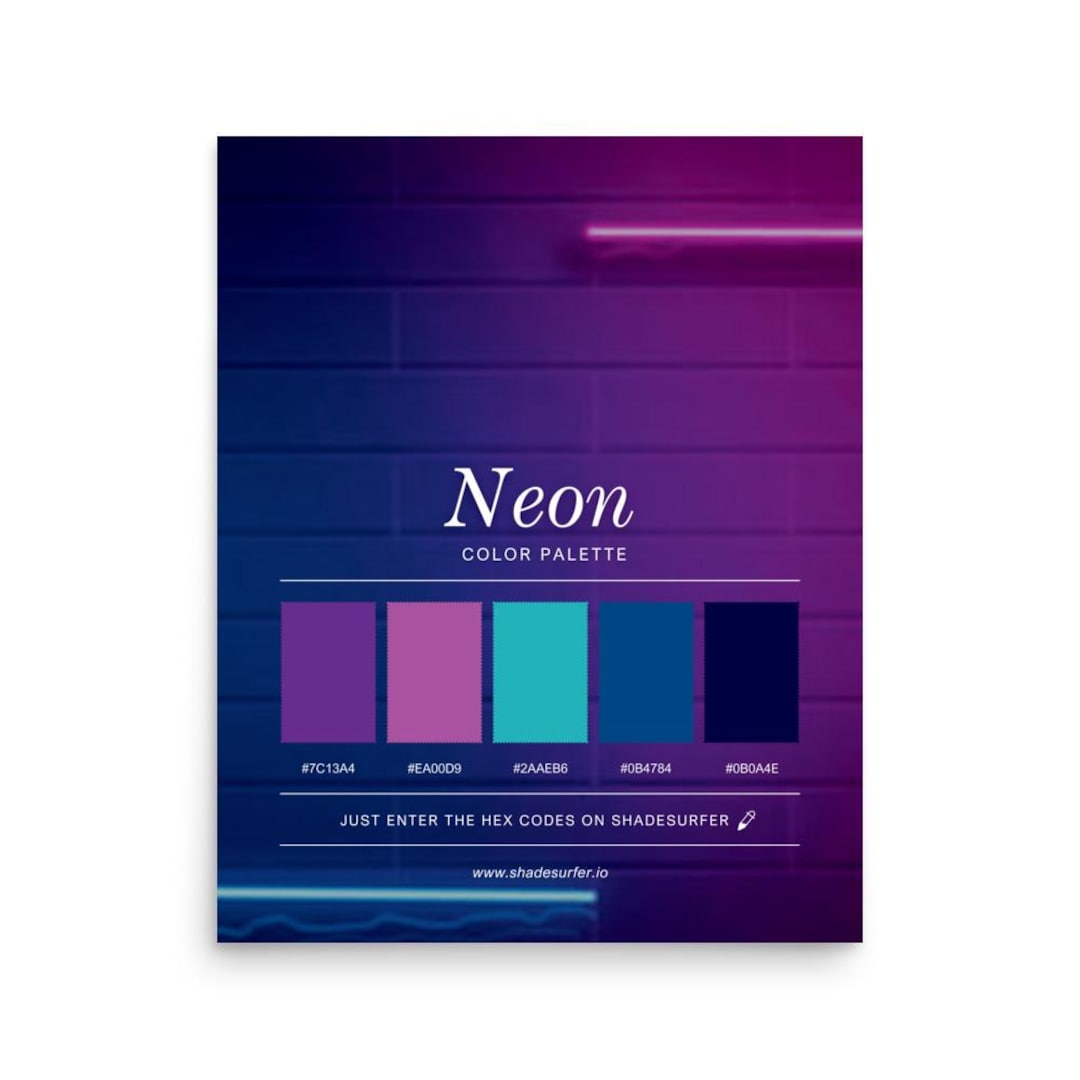Matt Color Code Neon Color Palette Poster, 16