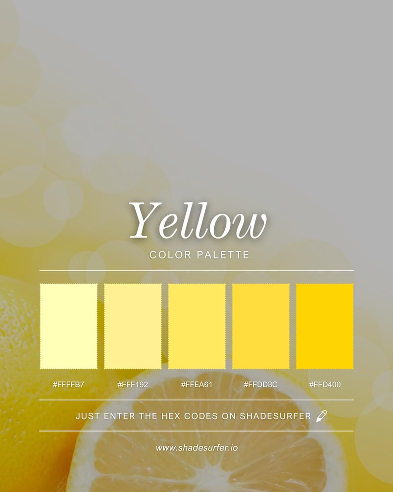 Yellow Color Code Background Yellow Color Palette Print, Printable Wall Art, Instant Digital ...