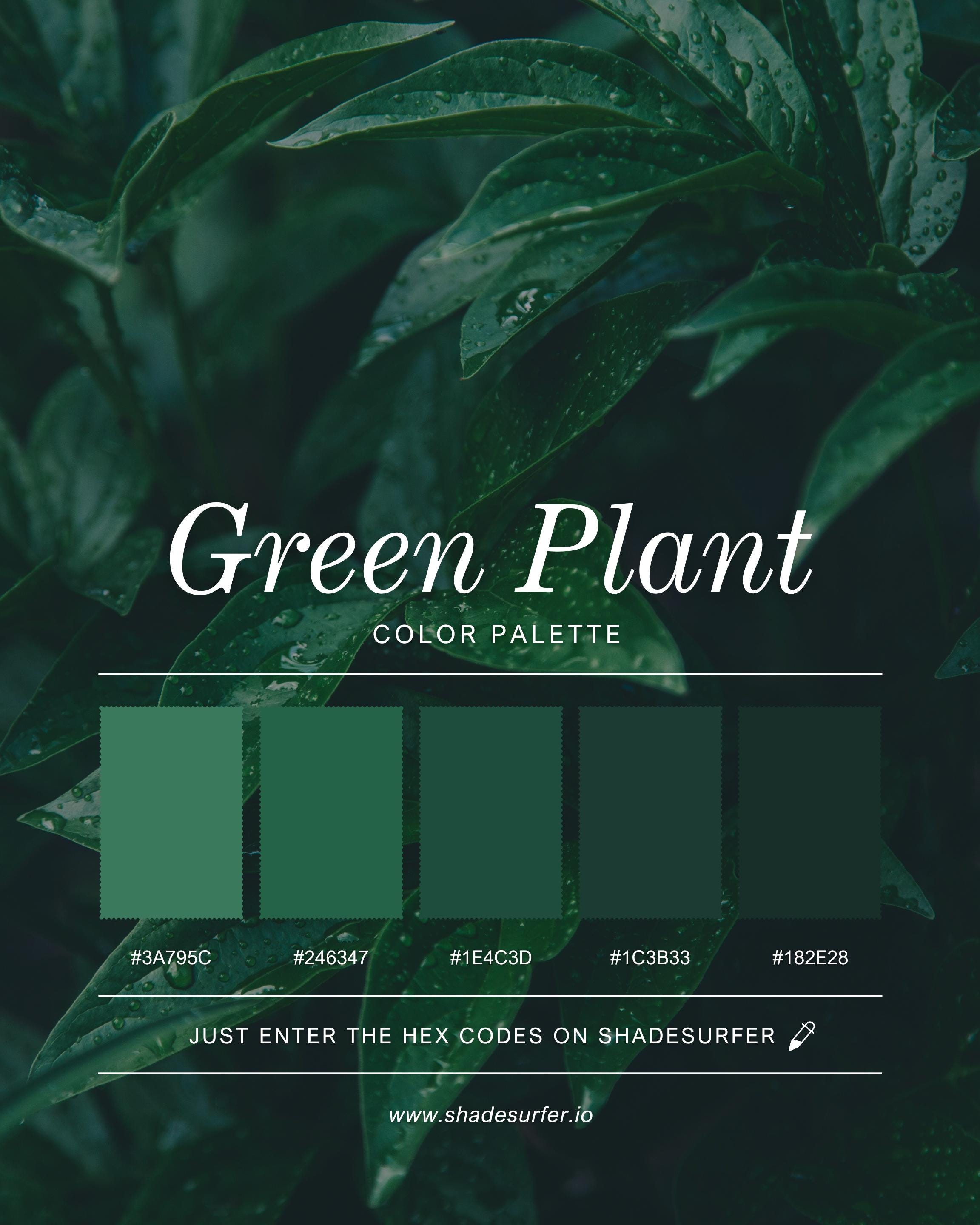 Green Plant Color Palette Poster, Hex Codes Design, Botanical Wall Art ...