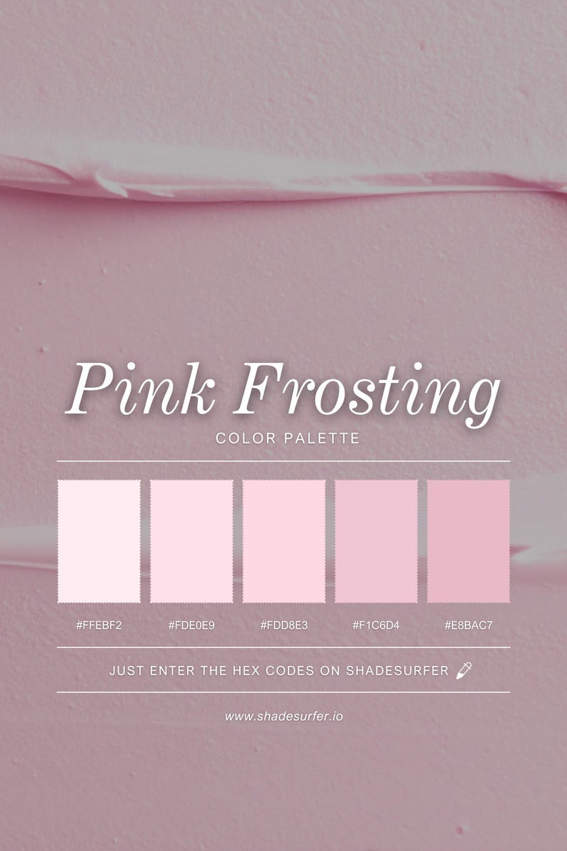 Pink Frosting Color Palette Postcard, Swatch Reference Card, Hex Codes ...