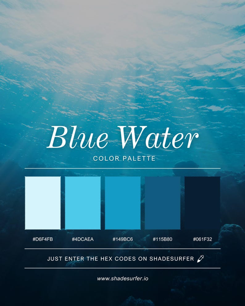 Blue Water Color Palette Print, Printable Wall Art, Instant Digital ...