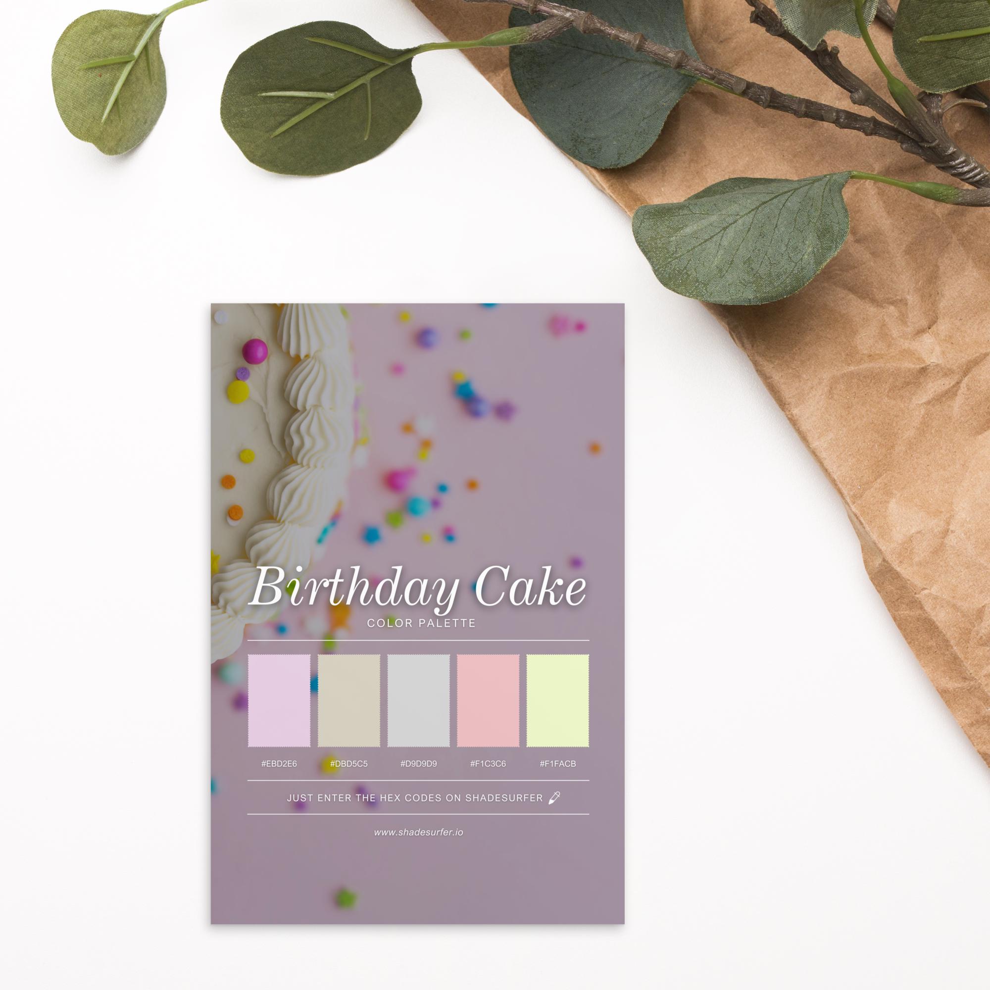 Cake Colour Code Birthday Cake Color Palette Postcard, Swatch Reference Card, Hex Codes ...
