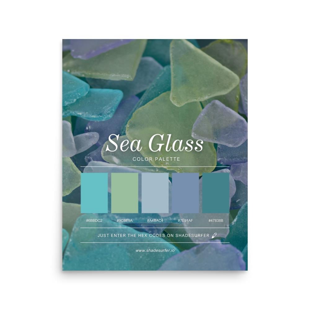 Sea Glass Color Palette Poster, Hex Codes Design, Coastal Wall Art ...
