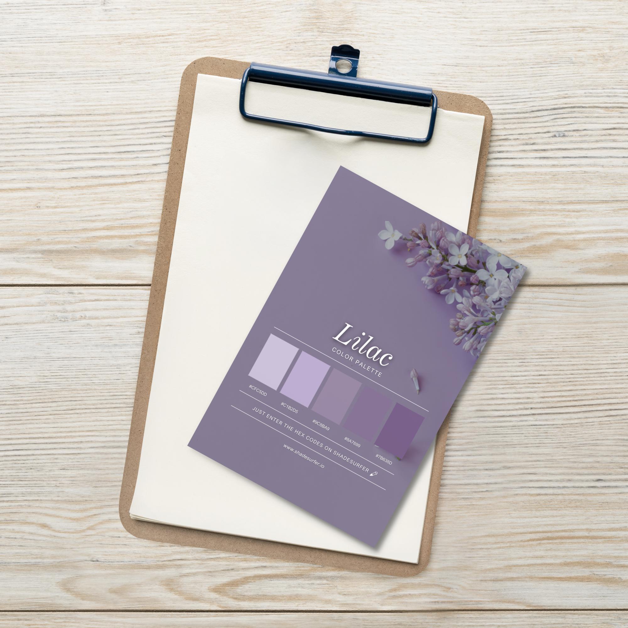 Lilac Color Palette Postcard, Swatch Reference Card, Hex Codes Design ...