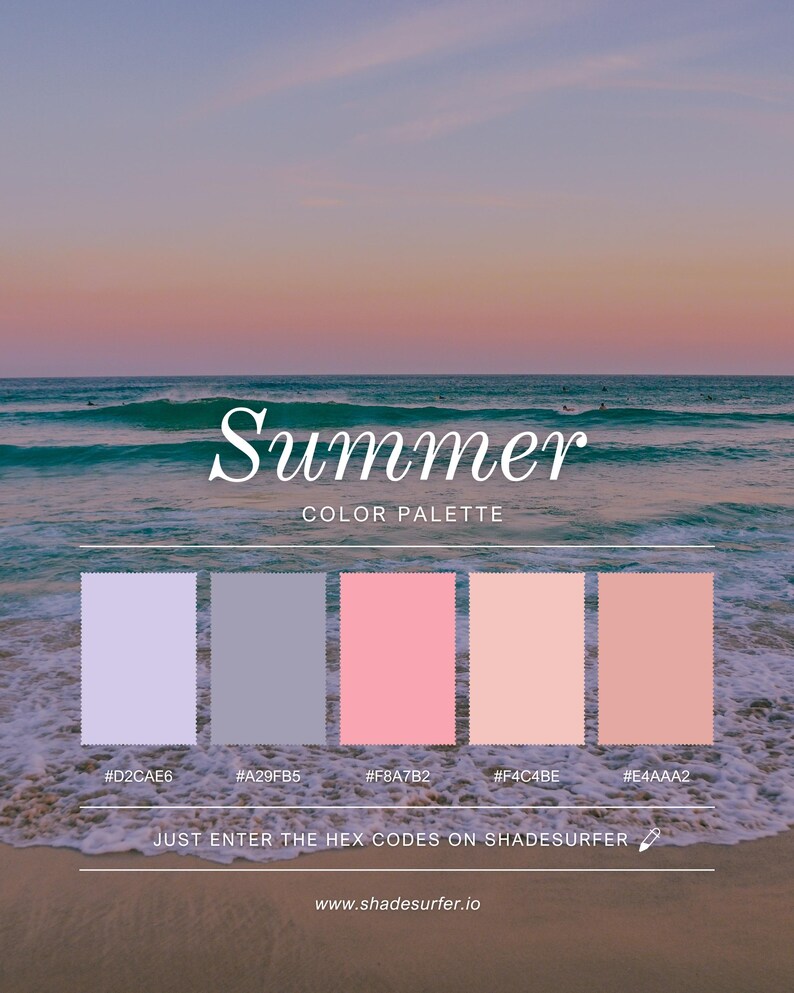 Summer Color Palette Print, Printable Wall Art, Instant Digital ...