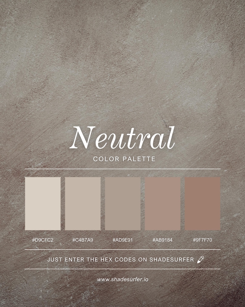 Neutral Color Palette Poster, Hex Codes Design, Calming Art Print - Etsy