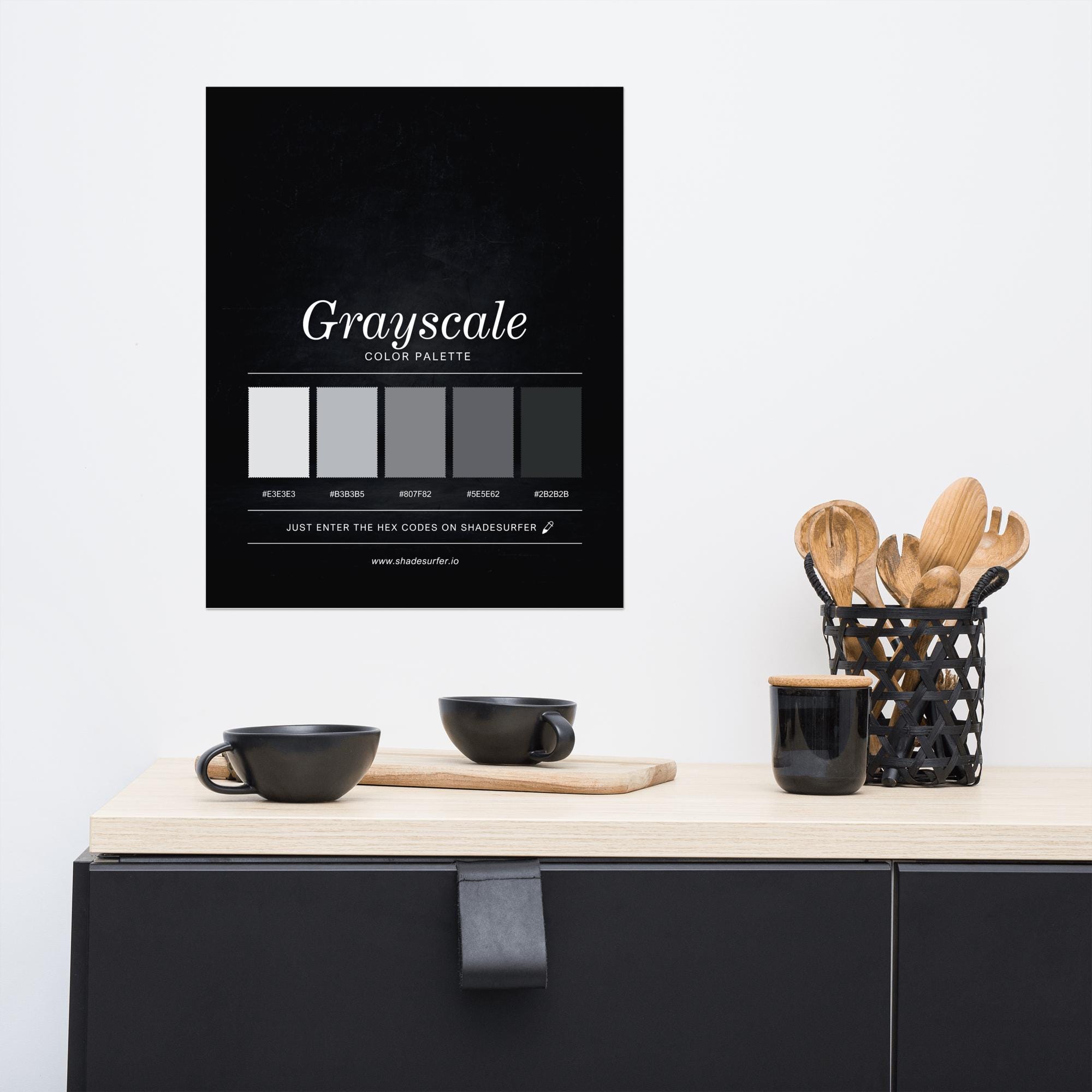 Grayscale Color Layout Grayscale Color Palette Poster, Hex Codes Design, Grey Art Print - Etsy