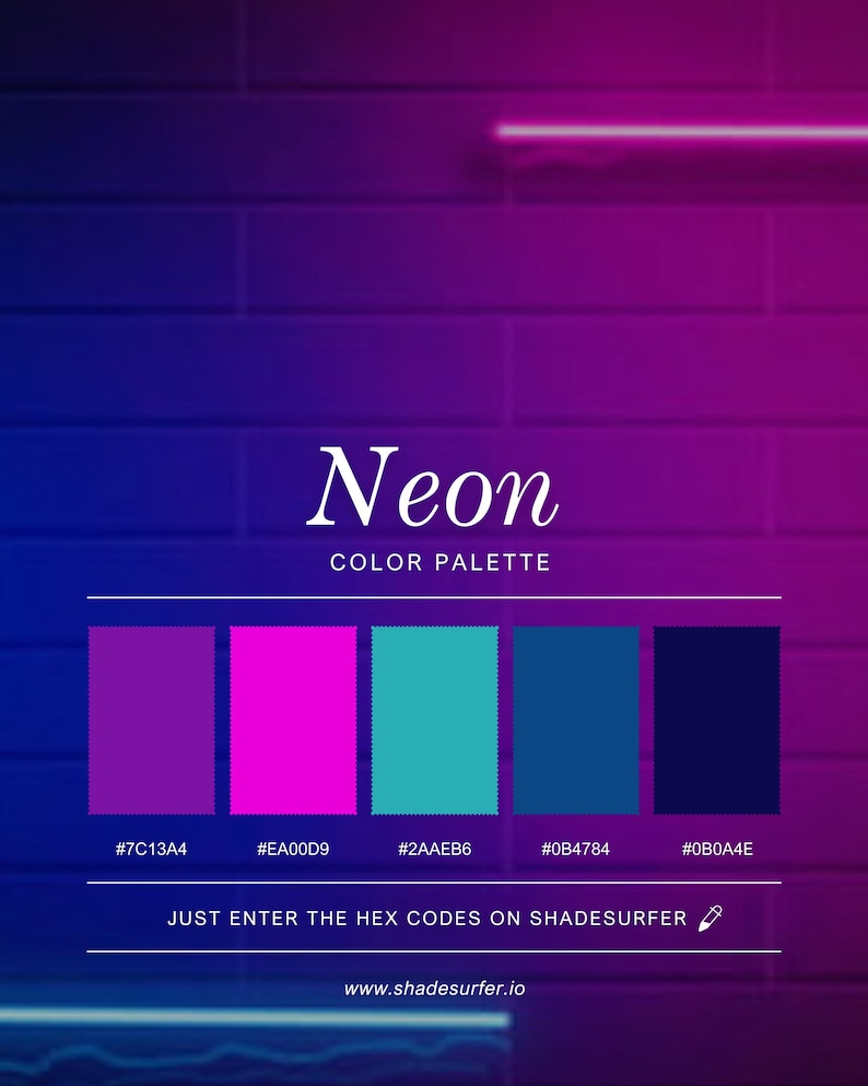 Neon Color Palette Print, Printable Wall Art, Instant Digital Download ...