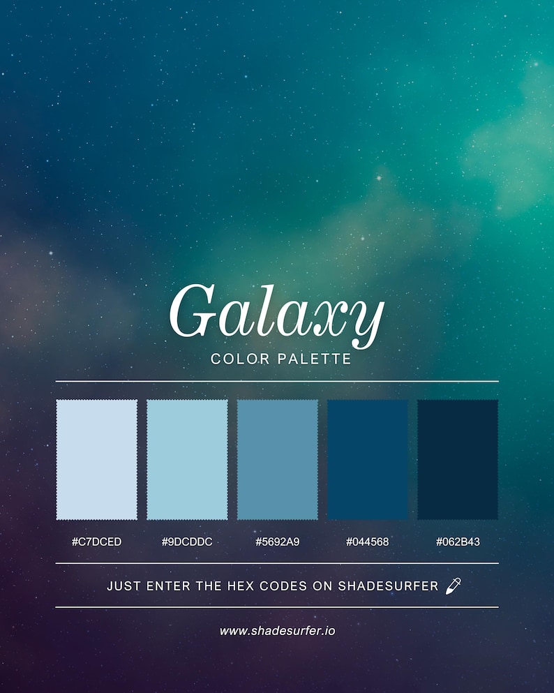 Galaxy Color Palette Poster, Hex Codes Design, Cosmic Wall Art Print - Etsy