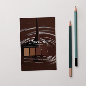 Carte postale palette de couleurs chocolat, carte de référence d'échantillons, conception de codes hexagonaux