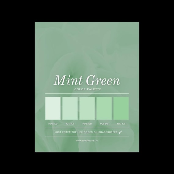 Mint Green Color Palette Poster, Hex Codes Design, Colorful Art