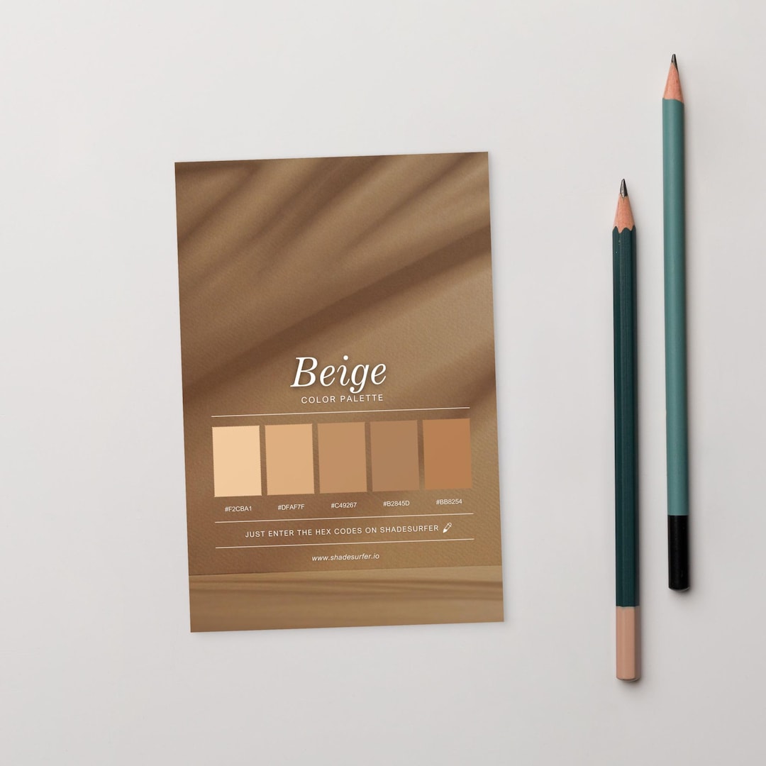 Beige Color Palette Postcard, Swatch Reference Card, Hex Codes Design ...