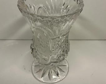 Vintage Yugoslavian Cut Crystal Vase – 24% Lead Crystal – Floral Panels