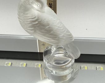 Lalique France Crystal Frosted Dove Bird Figurine Signed Art Glass Sculpture