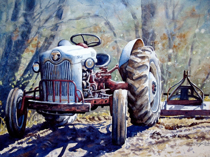 Print of Ford Tractor From Original Watercolor Art Painting 8x10 Etsy