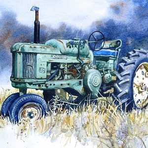 John Deere 50 Tractor print of Original Painting 5&quot;X7&quot; Matted 8&quot;X10&quot;, or 8&quot;x10&quot; print