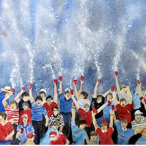 Victory Shower print from Original Watercolor 8X10 Sports Art Baseball Art