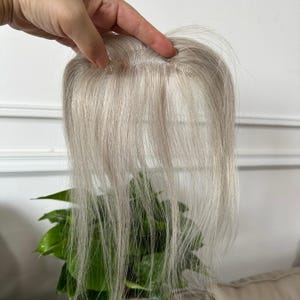 Grijze haartopper met clipsluiting, 2x12 zilvergrijze kanten haarstukje voor dames, grijs volume-haarstukje voor dunner wordend haar