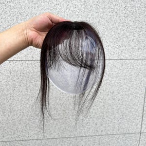 Ultra-Short Air Bangs Topper Natural Black mono lace base 4*6 cm