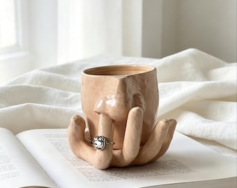 Funny Nose Ceramic Cup, Novelty Cosmetic Organizer, Quirky Desk Storage Holder for Makeup Brushes & Jewelry