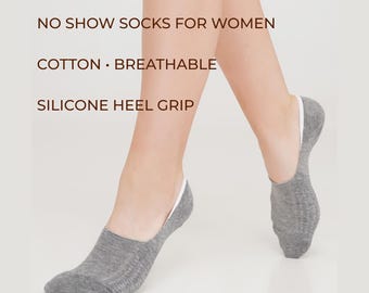 No Show Socks Women – Invisible Footie Liners with Silicone Grip, Low Cut Cotton