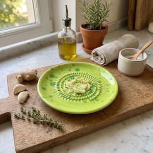 Handmade Ceramic Grater Plate, Colorful Splatter Ginger Bowl, Kitchen Tool (4.5")