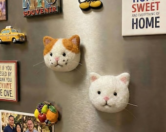 Needle Felted Cat Whisker Holder, Wool Fridge Magnet, Pet Keepsake