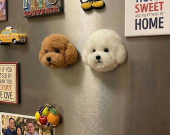Magnete a forma di cane in feltro ad ago, animale in lana 3D, decorazione fatta a mano per cuccioli