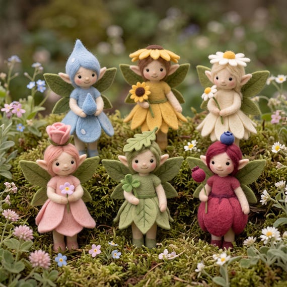 Needle-Felted Flower Fairy Figurines | Waldorf Inspired Woodland Sprites