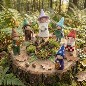Needle Felted Woodland Gnomes | Waldorf Nature Table Decor, Forest Elves Ornament