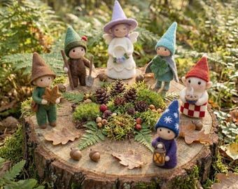 Needle Felted Woodland Gnomes | Waldorf Nature Table Decor, Forest Elves Ornament