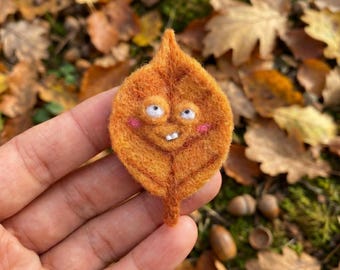 Needle Felted Mushroom Brooch, Funny Forest Pin, Quirky Cottagecore Gift